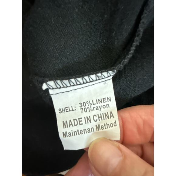 High Waisted Drawstring Women's Linen Blend Wide Leg Cropped Pants Size XL Black - Picture 6 of 6